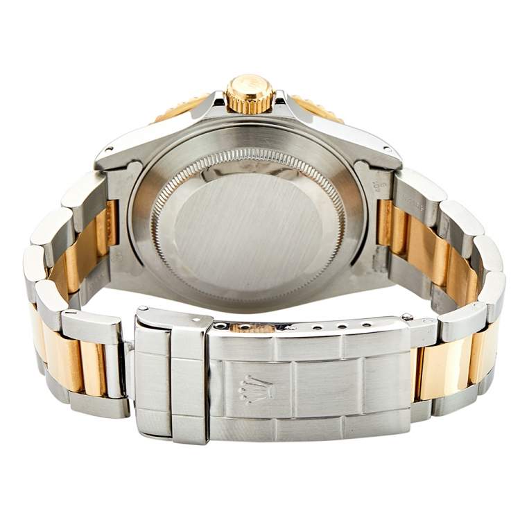 Pre Owned Rolex Black 18K Yellow Gold And Stainless Steel Submariner 16613 Men's Wristwatch 40 mm