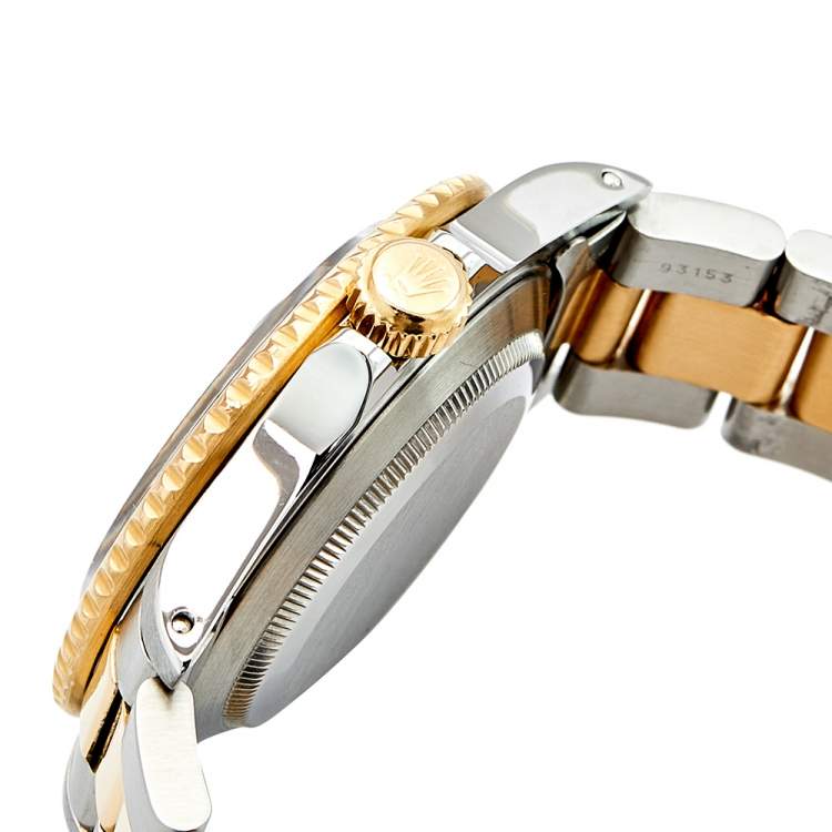 Pre Owned Rolex Black 18K Yellow Gold And Stainless Steel Submariner 16613 Men's Wristwatch 40 mm