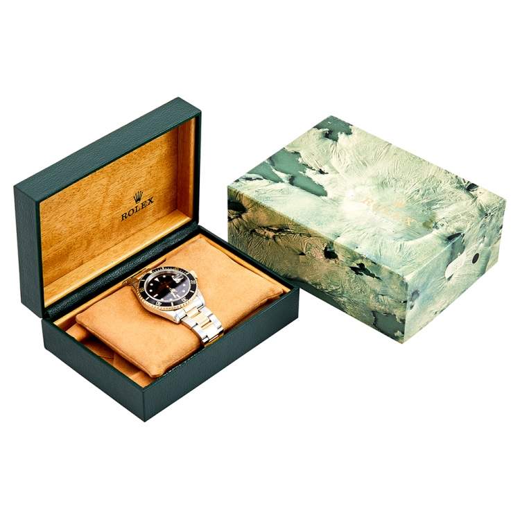 Pre Owned Rolex Black 18K Yellow Gold And Stainless Steel Submariner 16613 Men's Wristwatch 40 mm