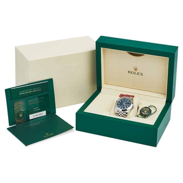 Pre Owned Rolex Blue Stainless Steel Datejust 126300 Men's Wristwatch 41 mm