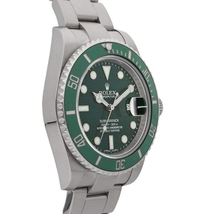 Pre Owned Rolex Green Stainless Steel Submariner 116610LV Men's Wristwatch 40 mm