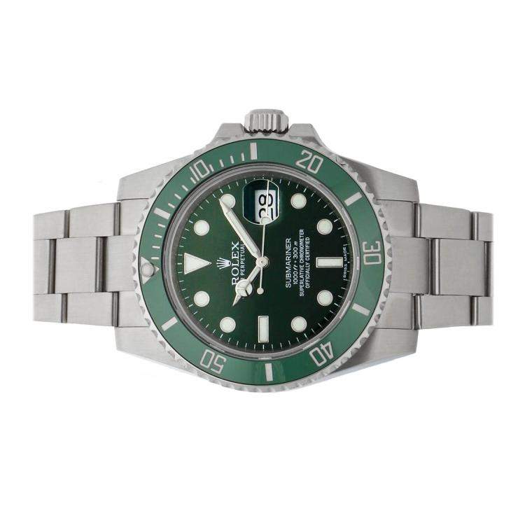 Pre Owned Rolex Green Stainless Steel Submariner 116610LV Men's Wristwatch 40 mm