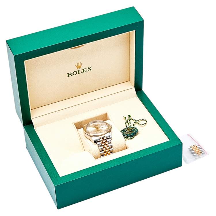 Pre Owned Rolex Silver 18K Yellow Gold Stainless Steel Datejust 116233 Men's Wristwatch 36 mm