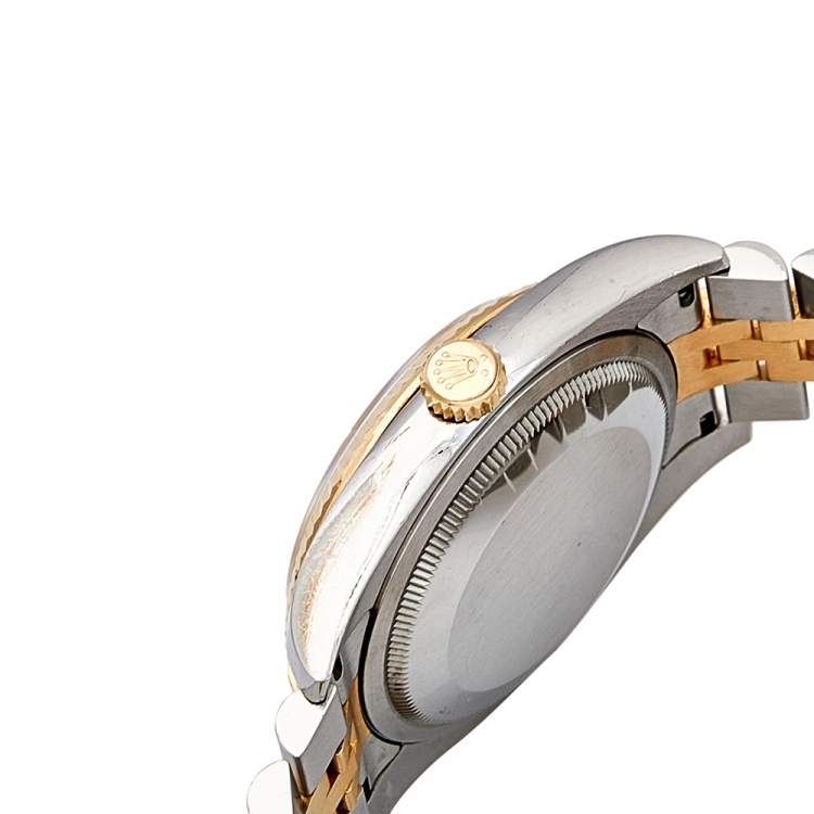 Pre Owned Rolex Silver 18K Yellow Gold Stainless Steel Datejust 116233 Men's Wristwatch 36 mm