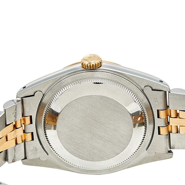 Pre Owned Rolex Champagne 18k Yellow Gold And Stainless Steel Datejust 16233 Men's Wristwatch 36 MM