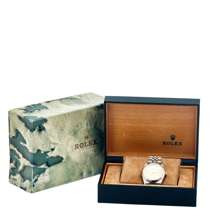 Pre Owned Rolex Champagne 18k Yellow Gold And Stainless Steel Datejust 16233 Men's Wristwatch 36 MM