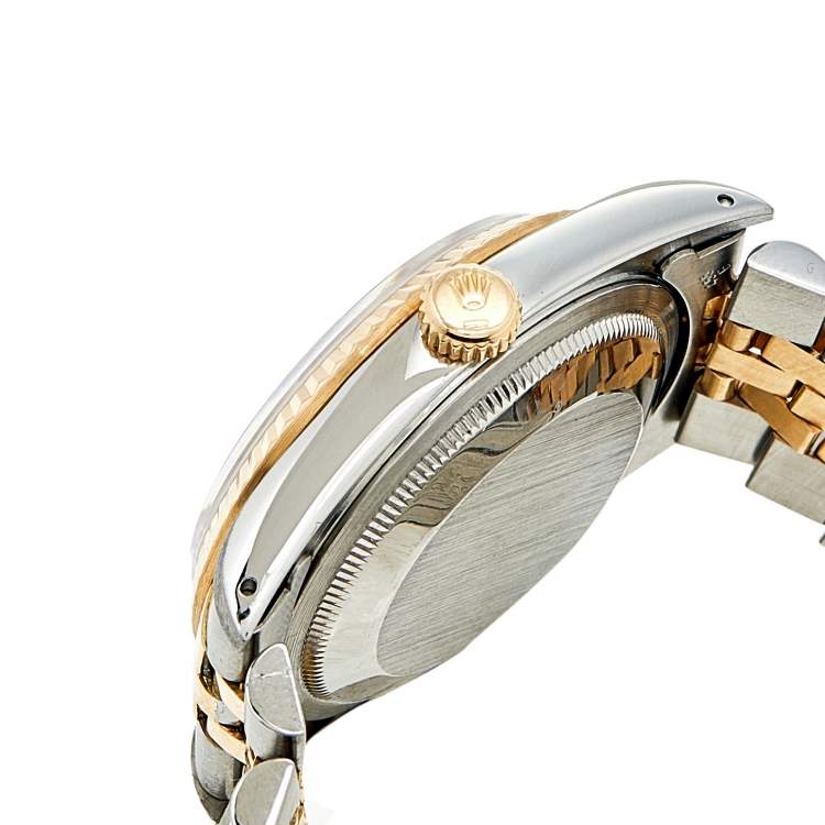 Pre Owned Rolex Champagne 18k Yellow Gold And Stainless Steel Datejust 16233 Men's Wristwatch 36 MM