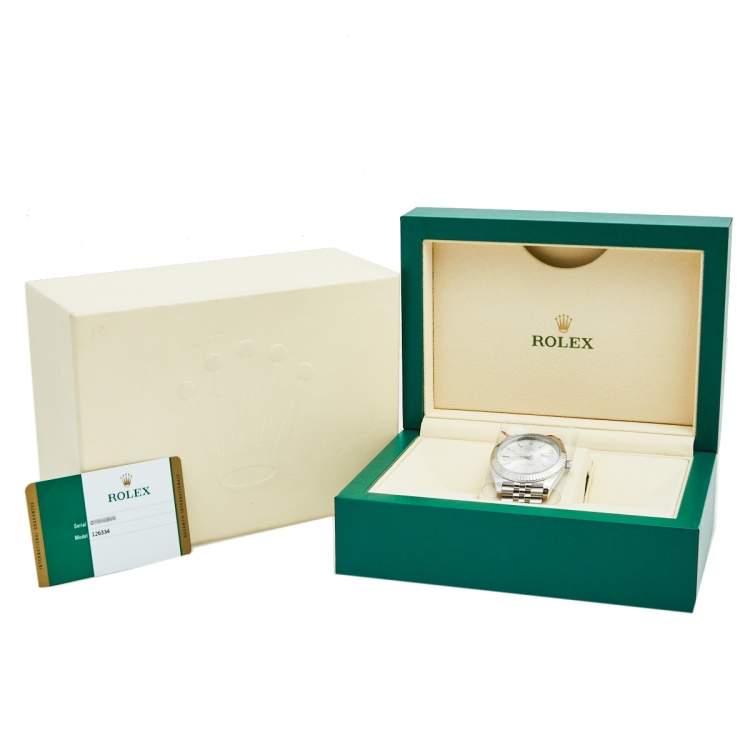 Pre Owned Rolex Silver 18K White Gold And Stainless Steel Datejust 126334 Men's Wristwatch 41 MM