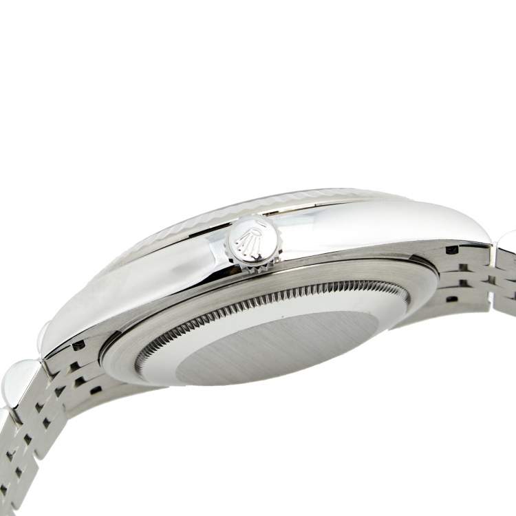 Pre Owned Rolex Silver 18K White Gold And Stainless Steel Datejust 126334 Men's Wristwatch 41 MM