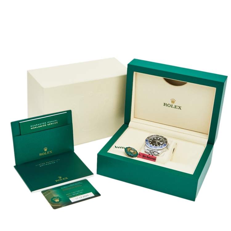 Pre Owned Rolex Black GMT Master II Batman Jubilee Stainless Steel 126710 Men's Wristwatch 40MM