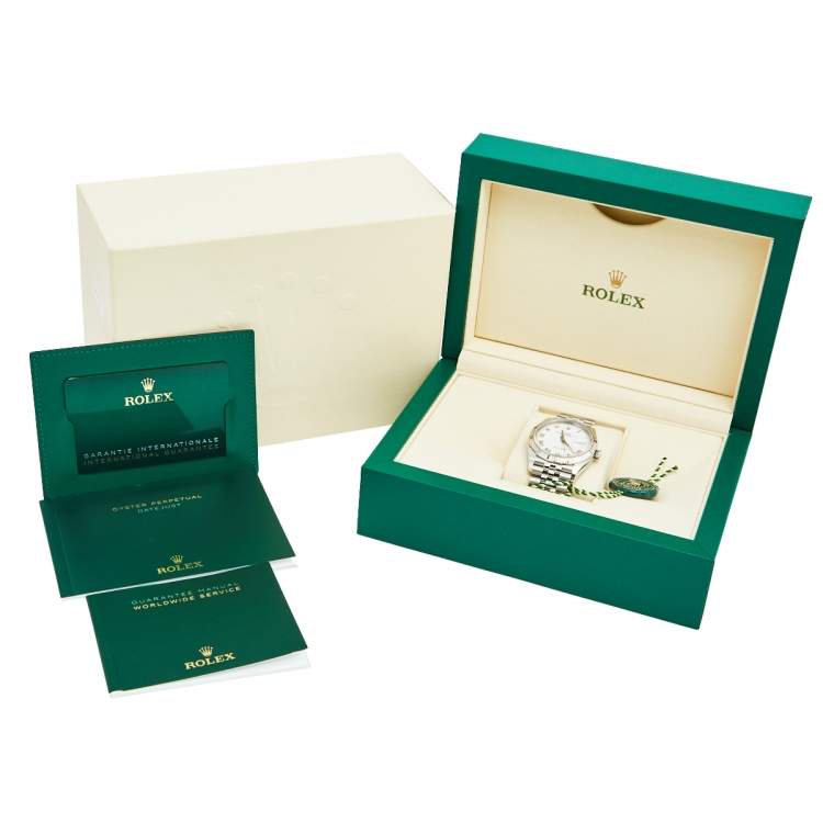 Pre Owned Rolex White 18K White Gold Stainless Datejust 126234 Men's Wristwatch 36 mm
