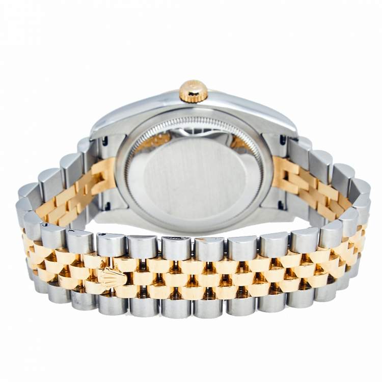 Pre Owned Rolex Champagne Diamond 18K Yellow Gold Stainless Steel Datejust 116233 Men's Wristwatch 36 mm