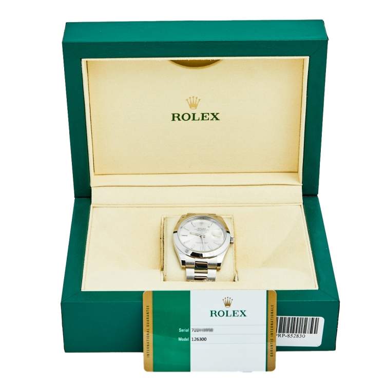 Pre Owned Rolex Silver Stainless Steel Datejust 126300 Men's Wristwatch 41 mm