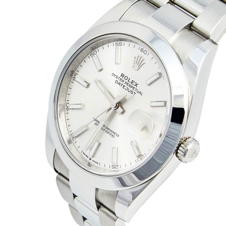 Pre Owned Rolex Silver Stainless Steel Datejust 126300 Men's Wristwatch 41 mm