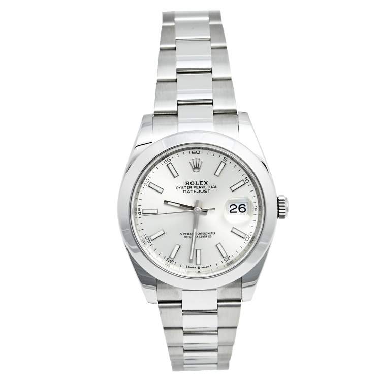 Pre Owned Rolex Silver Stainless Steel Datejust 126300 Men's Wristwatch 41 mm