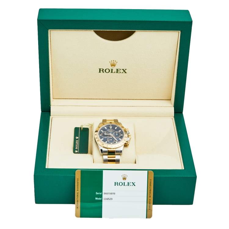 Pre Owned Rolex Black 18k Yellow Gold Stainless Steel Cosmograph Daytona 116523 Men's Wristwatch 40 mm