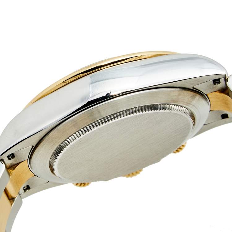 Pre Owned Rolex Black 18k Yellow Gold Stainless Steel Cosmograph Daytona 116523 Men's Wristwatch 40 mm