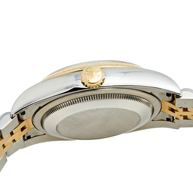 Pre Owned Rolex Silver Diamond 18K Yellow Gold Stainless Steel Datejust 116233 Men's Wristwatch 36 mm