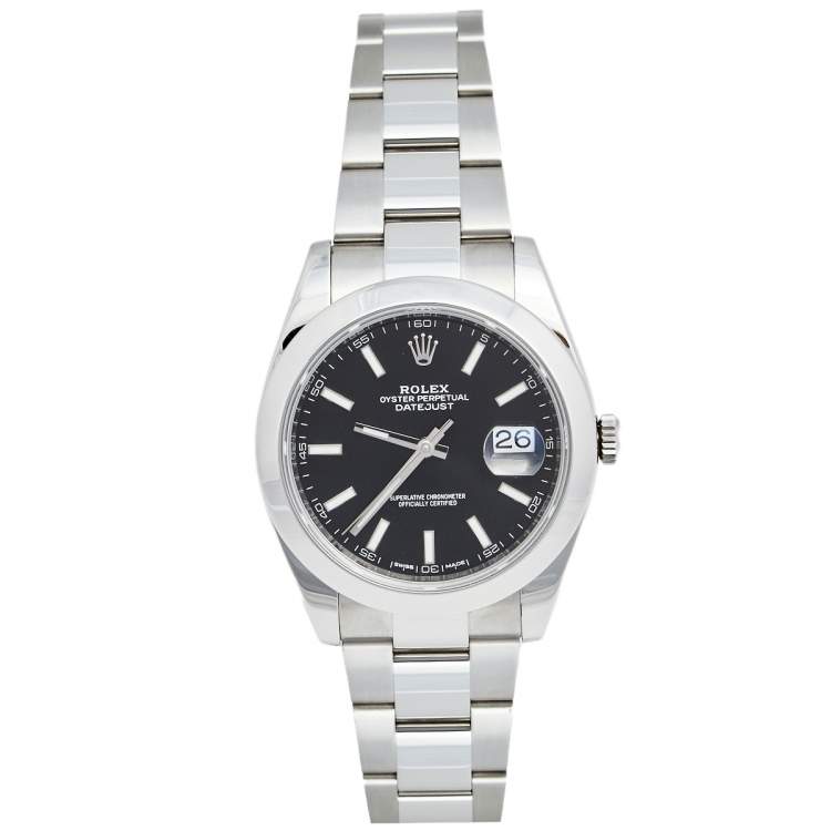 Pre Owned Rolex Black Stainless Steel Datejust 126300 Men's Wristwatch 41 mm