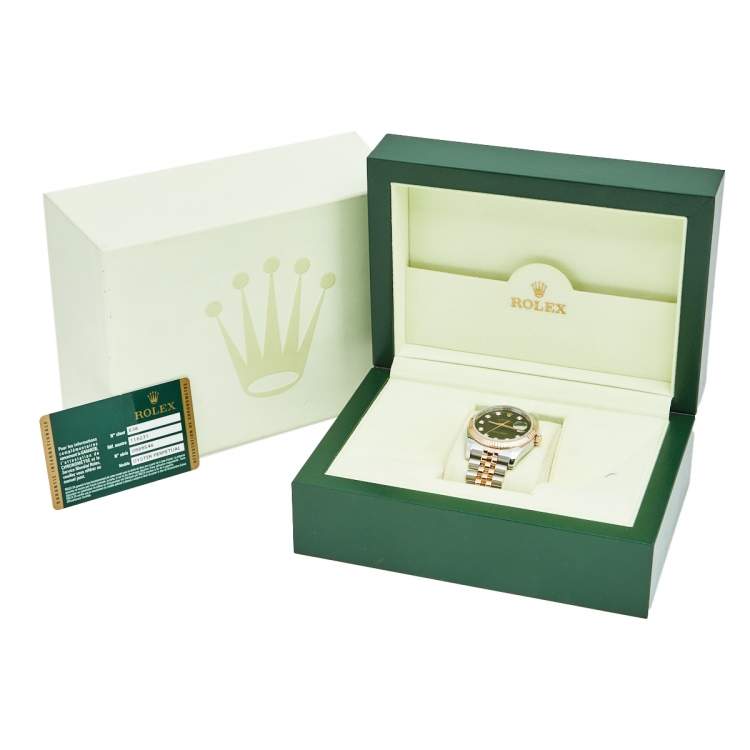 Pre Owned Rolex Black Diamond 18k Rose Gold Stainless Steel 116231 Women's Wristwatch 36 mm