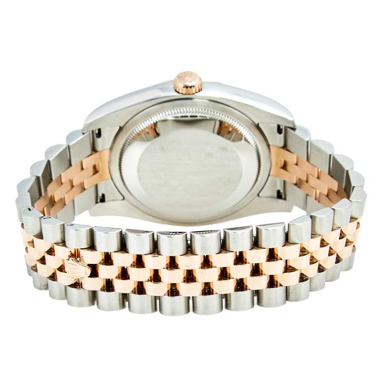 Pre Owned Rolex Black Diamond 18k Rose Gold Stainless Steel 116231 Women's Wristwatch 36 mm