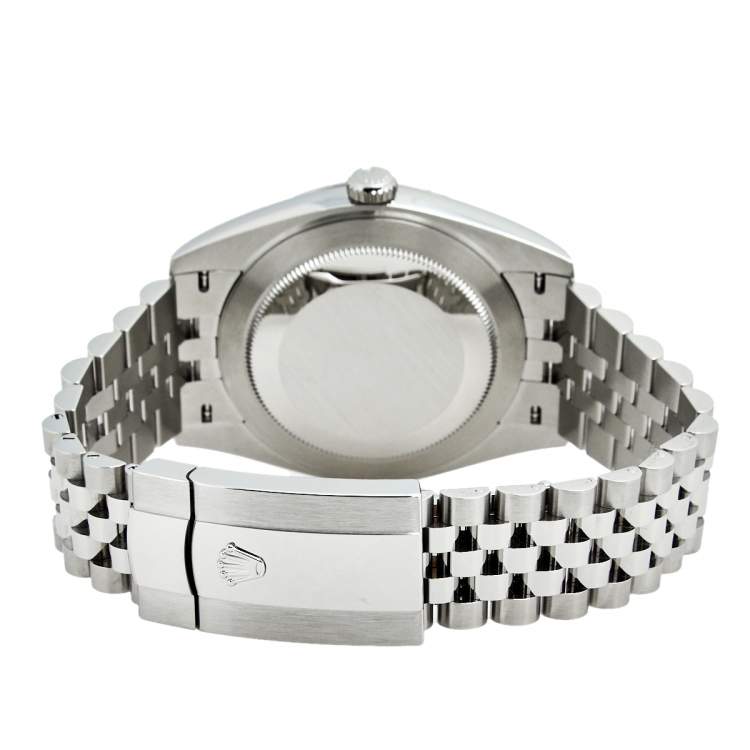 Pre Owned Rolex Slate Grey 18K White Gold Stainless Steel Datejust 126334-0022 Men's Wristwatch 41 mm
