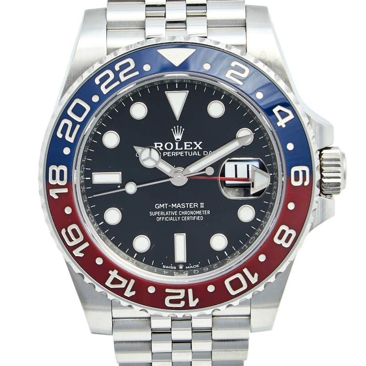 Pre Owned Rolex Black Cerachrome Stainless Steel GMT-Master II 126710BLRO-0002 Men's Wristwatch 40 mm