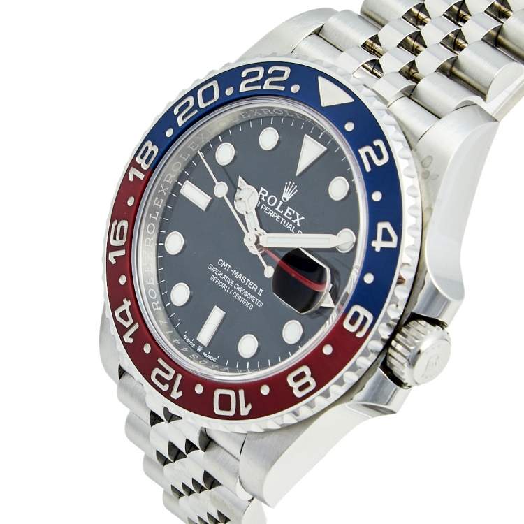 Pre Owned Rolex Black Cerachrome Stainless Steel GMT-Master II 126710BLRO-0002 Men's Wristwatch 40 mm