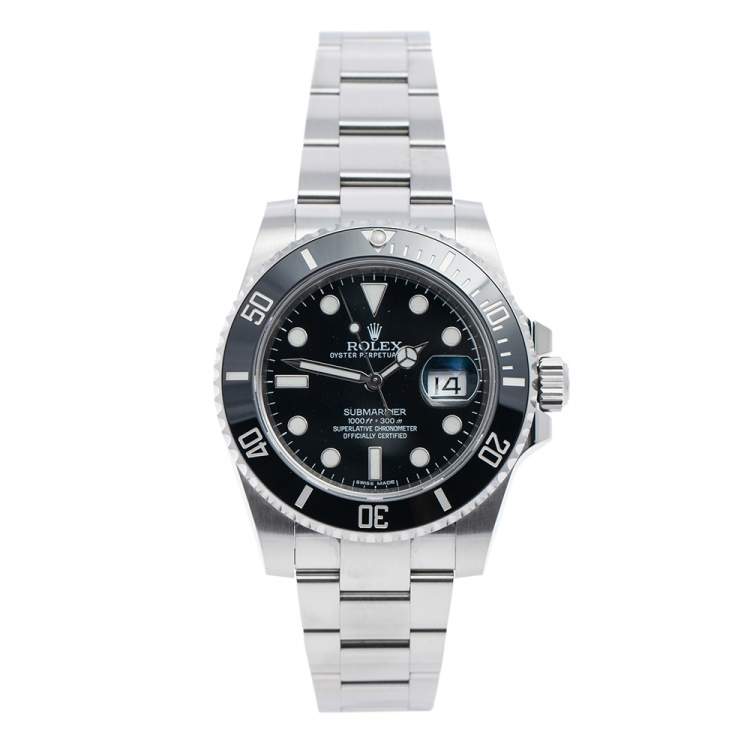 Pre Owned Rolex Black Stainless Steel Submariner 116610LN Men's Wristwatch 41 mm