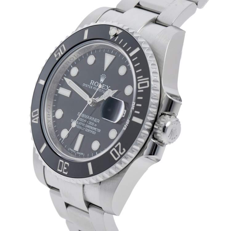 Pre Owned Rolex Black Stainless Steel Submariner 116610LN Men's Wristwatch 41 mm