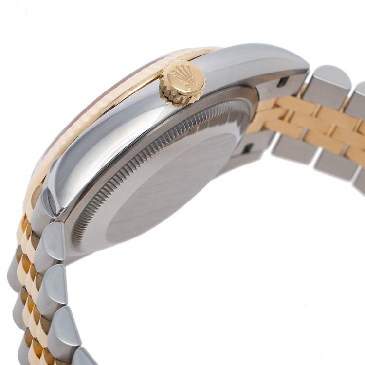 Pre Owned Rolex White 18k Yellow Gold Stainless Steel Datejust 126233 Men's Wristwatch 36 mm