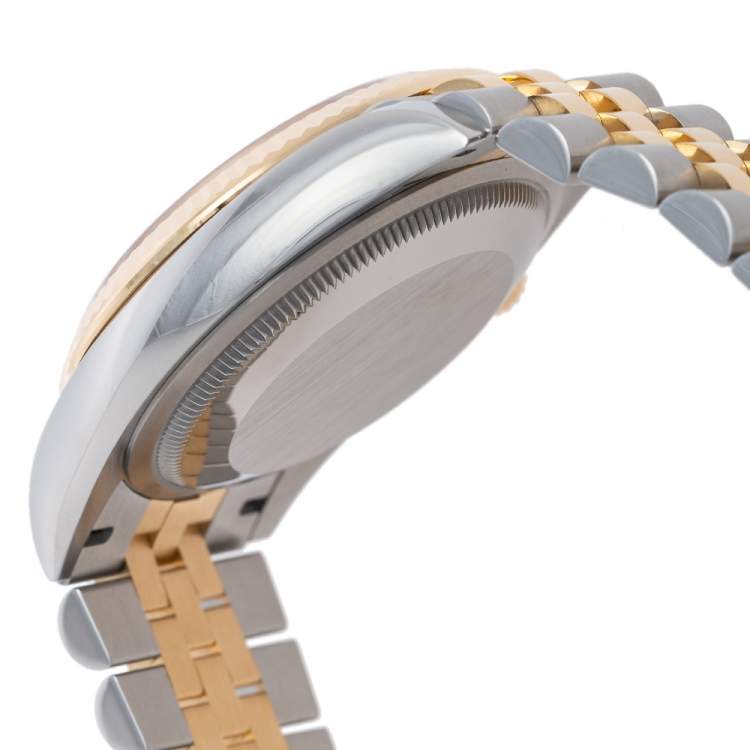 Pre Owned Rolex White 18k Yellow Gold Stainless Steel Datejust 126233 Men's Wristwatch 36 mm
