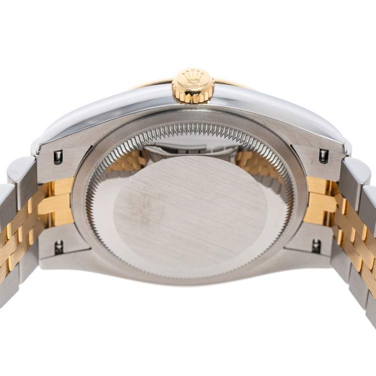 Pre Owned Rolex White 18k Yellow Gold Stainless Steel Datejust 126233 Men's Wristwatch 36 mm