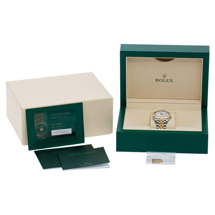 Pre Owned Rolex White 18k Yellow Gold Stainless Steel Datejust 126233 Men's Wristwatch 36 mm