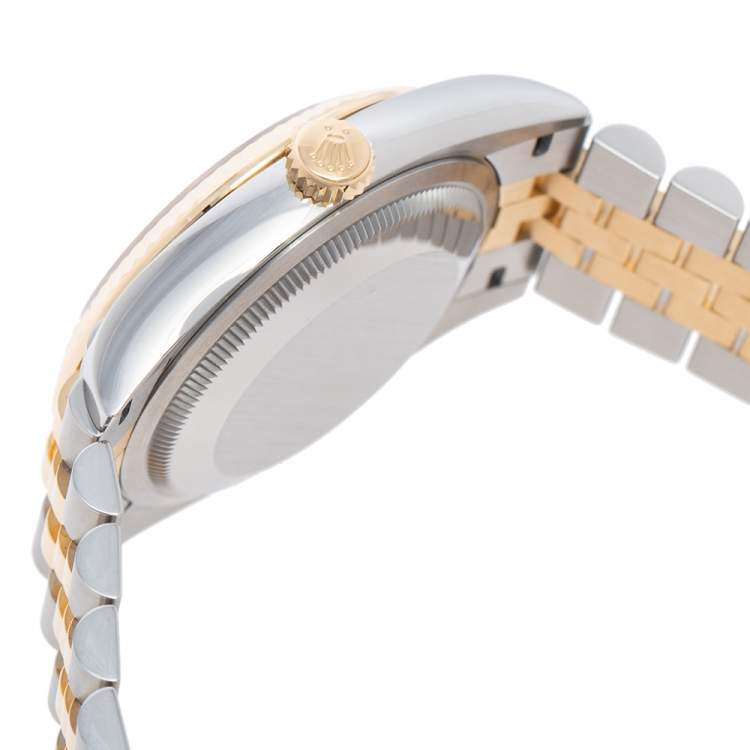 Pre Owned Rolex White 18k Yellow Gold Stainless Steel Datejust 126233-0019 Men's Wristwatch 36 mm