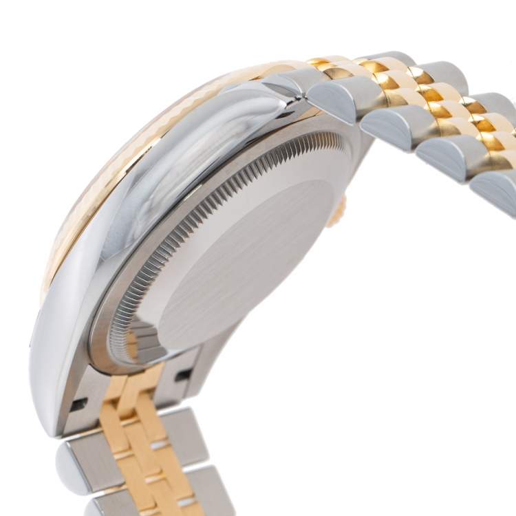 Pre Owned Rolex White 18k Yellow Gold Stainless Steel Datejust 126233-0019 Men's Wristwatch 36 mm