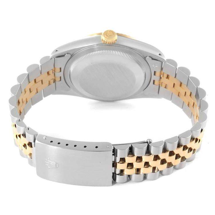 Pre Owned Rolex White 18K Yellow Gold And Stainless Steel Datejust 16233 Men's Wristwatch 36 MM