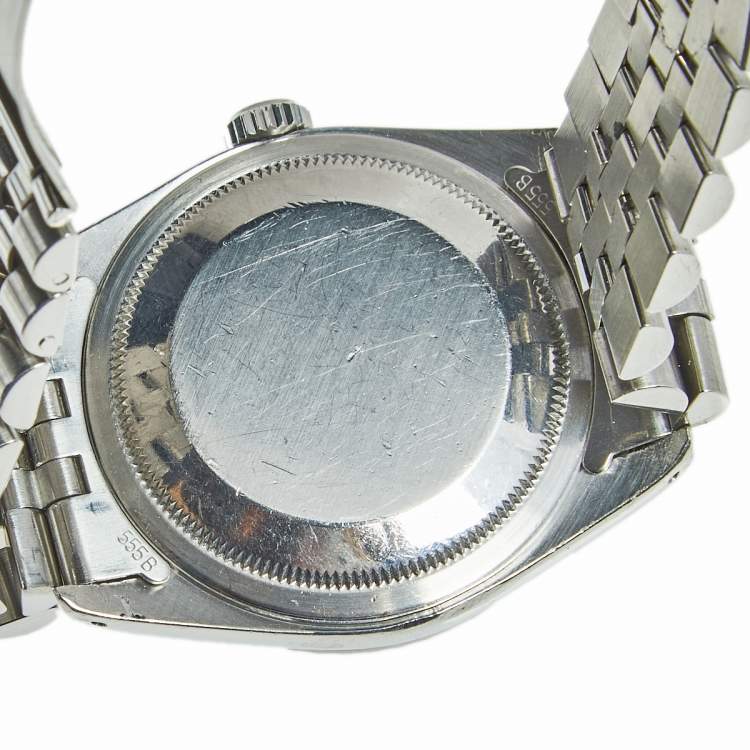 Pre Owned Rolex Black Stainless Steel Datejust 16220 Men's Wristwatch 36 mm
