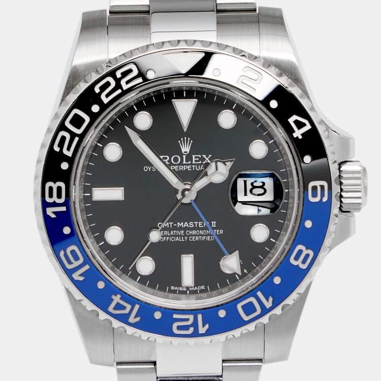 Pre Owned Rolex Black Cerachrom Stainless Steel GMT-Master II 'Batman' 116710 Men's Wristwatch 40 mm