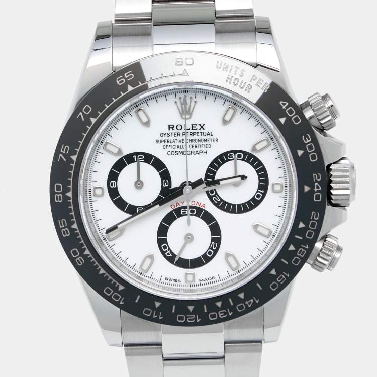 Pre Owned Rolex White Stainless Steel Cerachrom Cosmograph Daytona M116500LN-0001 Men's Wristwatch 40 mm