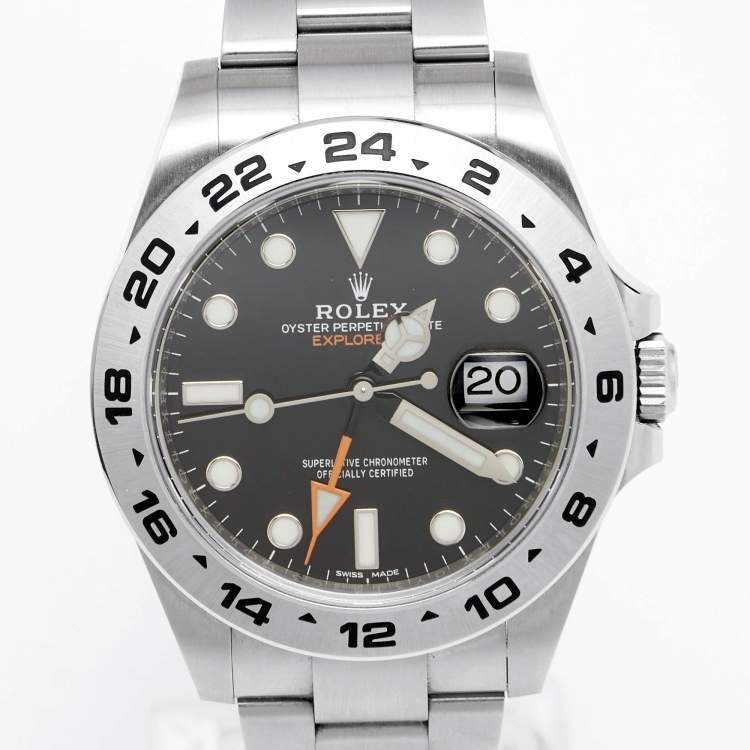Pre Owned Rolex Black Stainless Steel Explorer II 216570-0002 Men's Wristwatch 42 mm