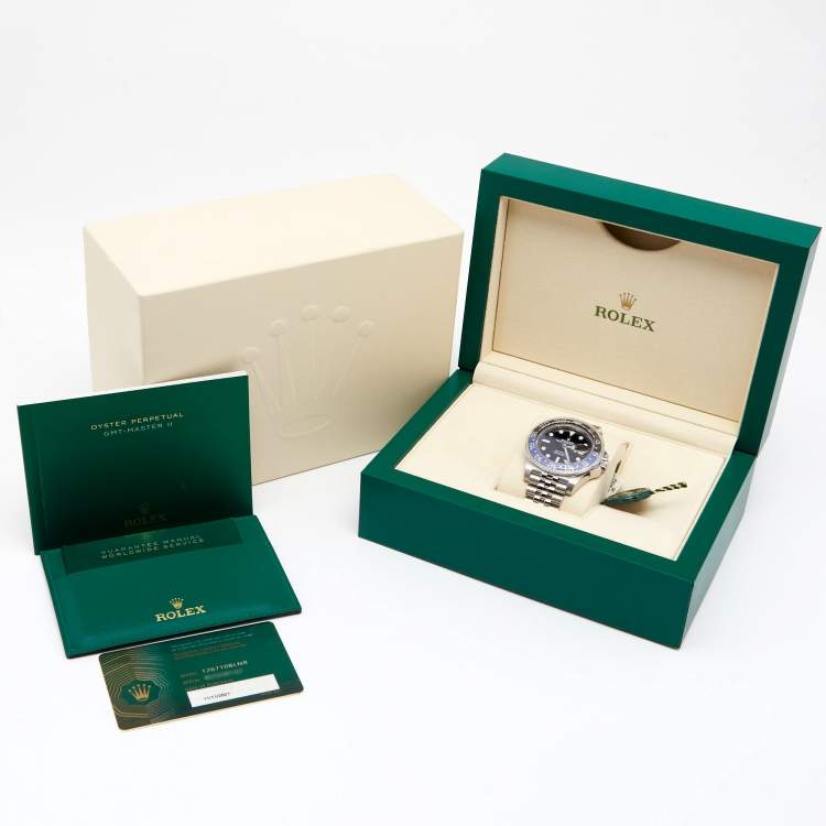 مملوكة مسبقًا Rolex Black Cerachrom Oystersteel "Batman" GMT Master II 126710BLNR Men's Wristwatch 40 mm