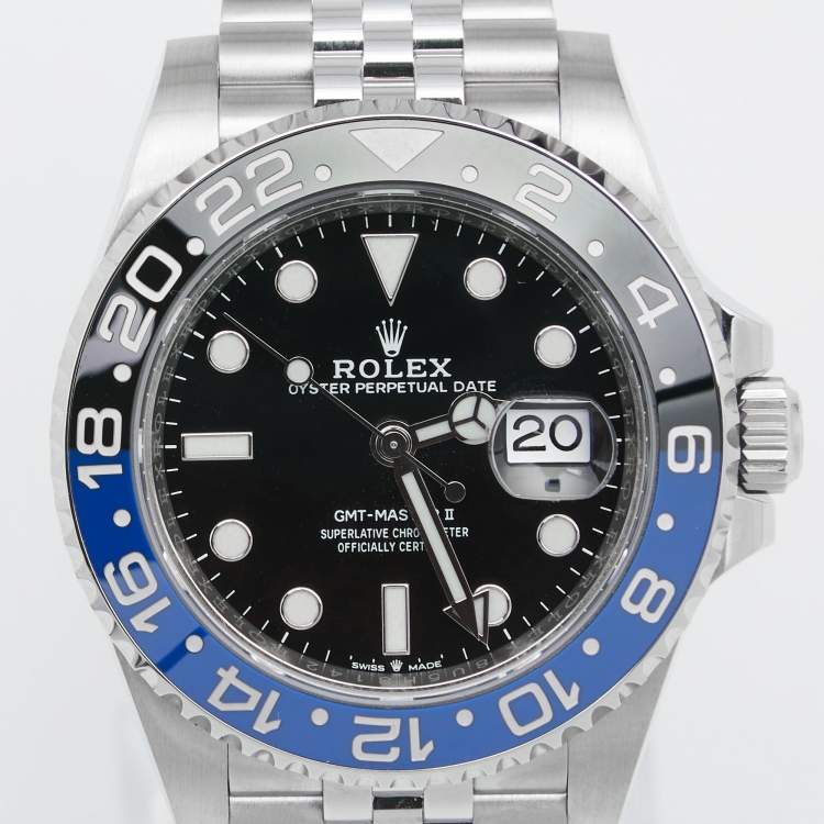 مملوكة مسبقًا Rolex Black Cerachrom Oystersteel "Batman" GMT Master II 126710BLNR Men's Wristwatch 40 mm