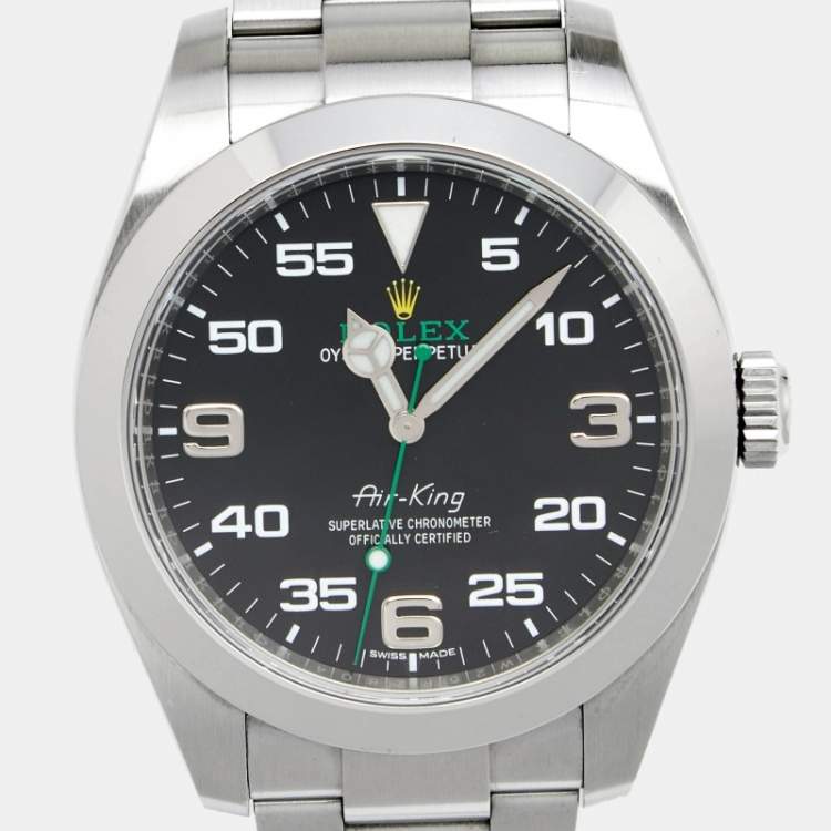 Pre Owned Rolex Black Oystersteel Air-King M116900-0001 Men's Wristwatch 40 mm