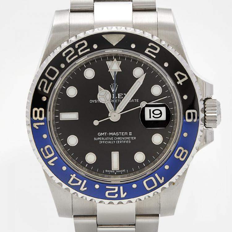 Pre Owned Rolex Black Stainless Steel GMT-Master II 116710BLNR Men's Wristwatch 40 mm 