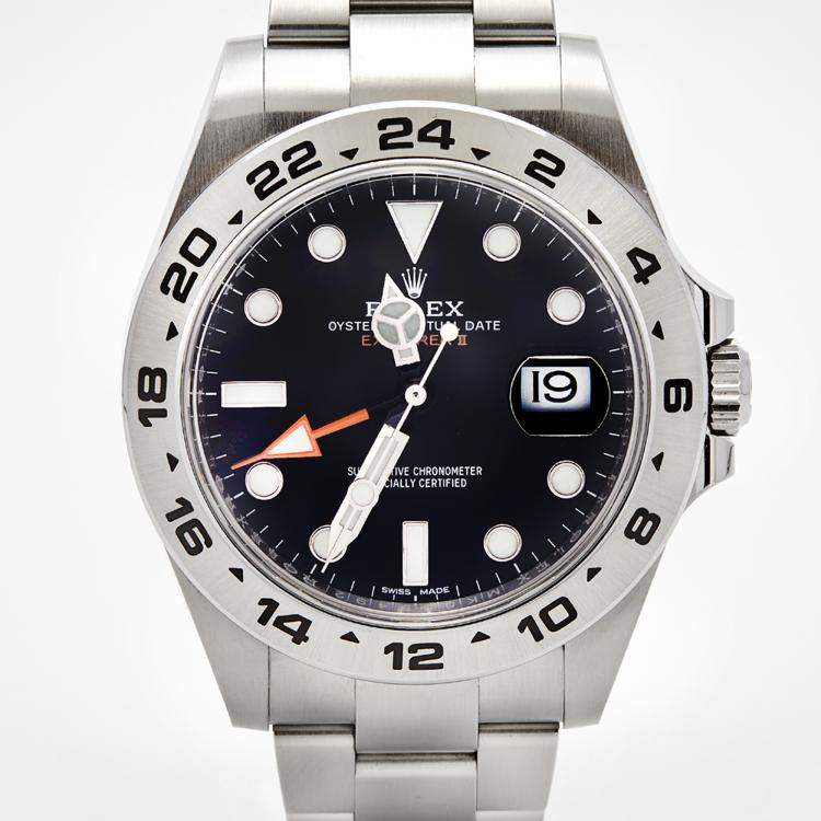 Pre Owned Rolex Black Stainless Steel Explorer II 216570  Men's Wristwatch 42 mm