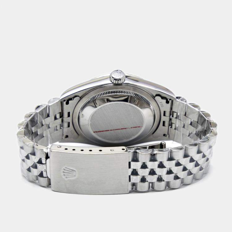 Pre Owned Rolex Blue 18k White Gold Stainless Steel Datejust 16234 Men's Wristwatch 36 mm