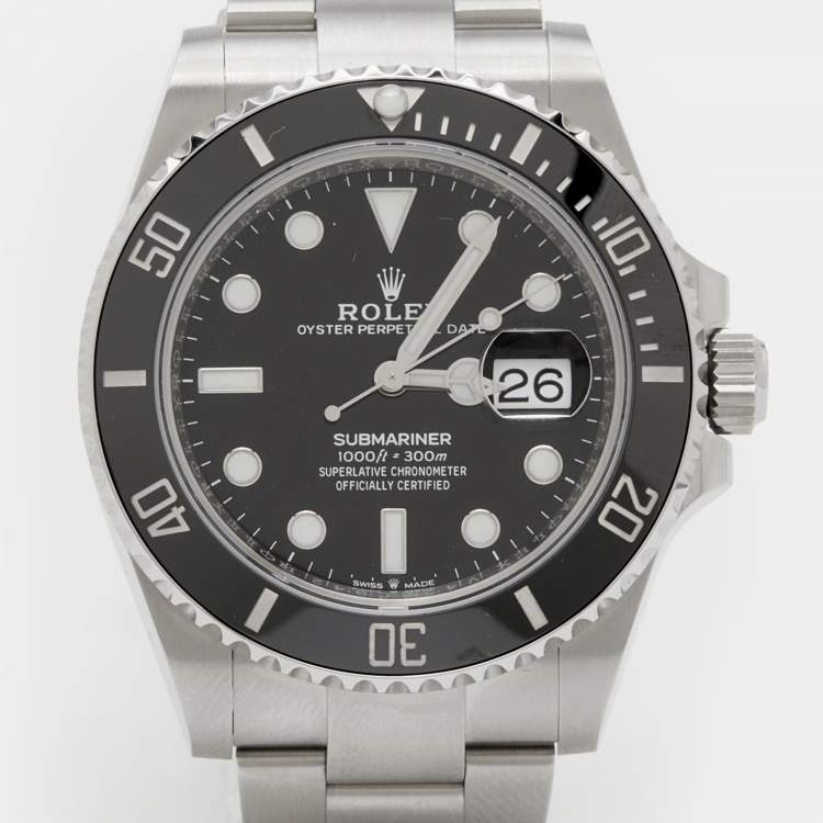 Pre Owned Rolex Black Cerachrom Stainless Steel Submariner 126610LN Men's Wristwatch 41 mm