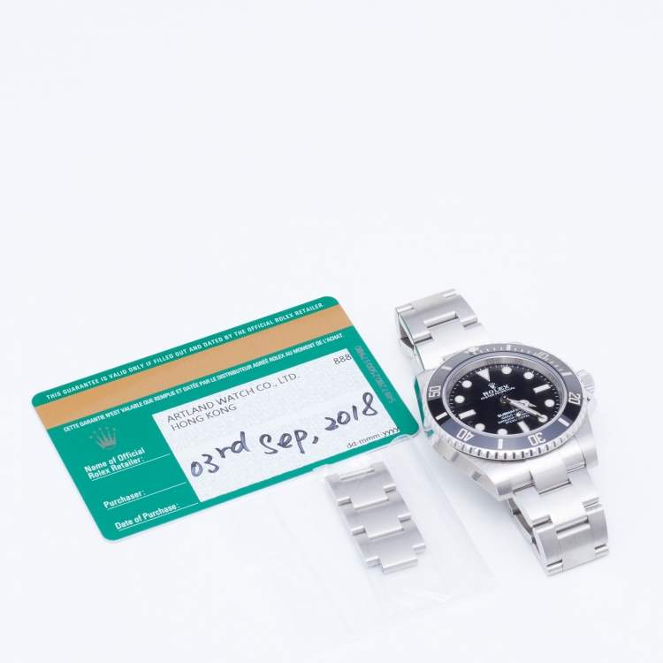 Pre Owned Rolex Black Cerachrom Oystersteel Submariner 114060 Men's Wristwatch 40 mm