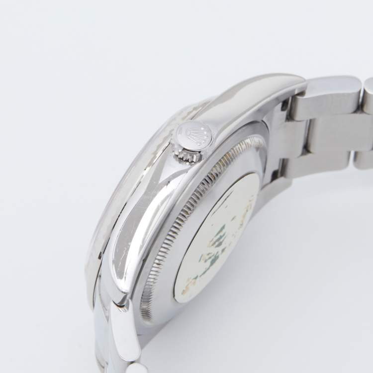 Pre Owned Rolex Silver 18K White Gold Oystersteel Diamond Datejust 116234 Men's Wristwatch 36 mm